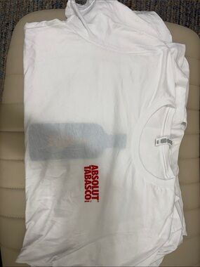 Men's White Graphic Tee with Red Logo -